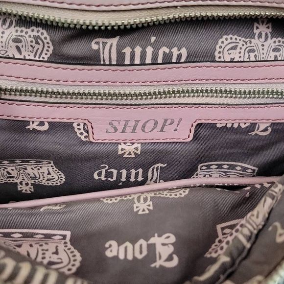 Vintage Rare Y2K Juicy Couture Purple Pink Quilted Velour Charm Bag - Picture 9 of 12